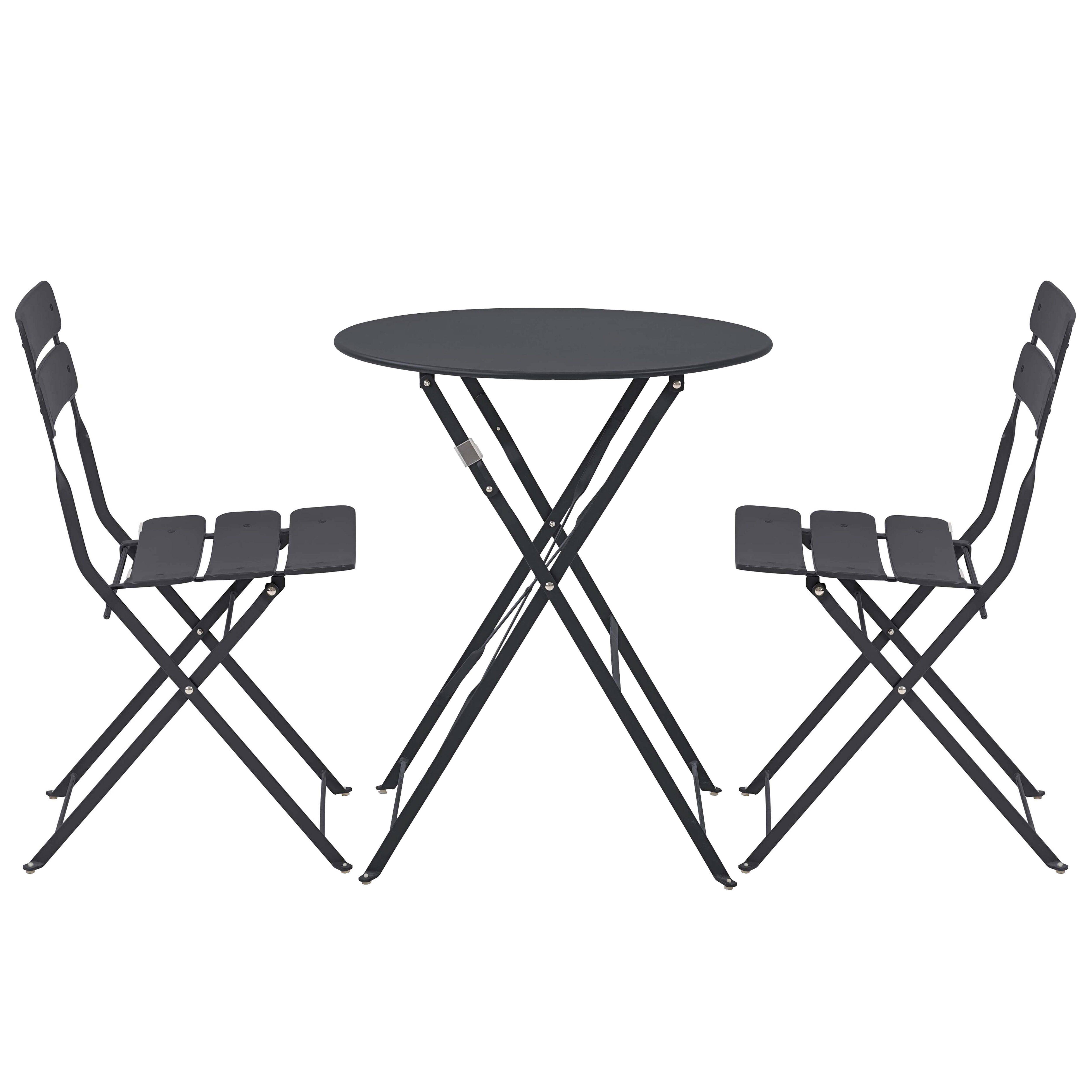 Oviala - Table de terrasse ronde pliante et 2 chaises pliantes anthracite Annecy - Oviala - Imagen 1
