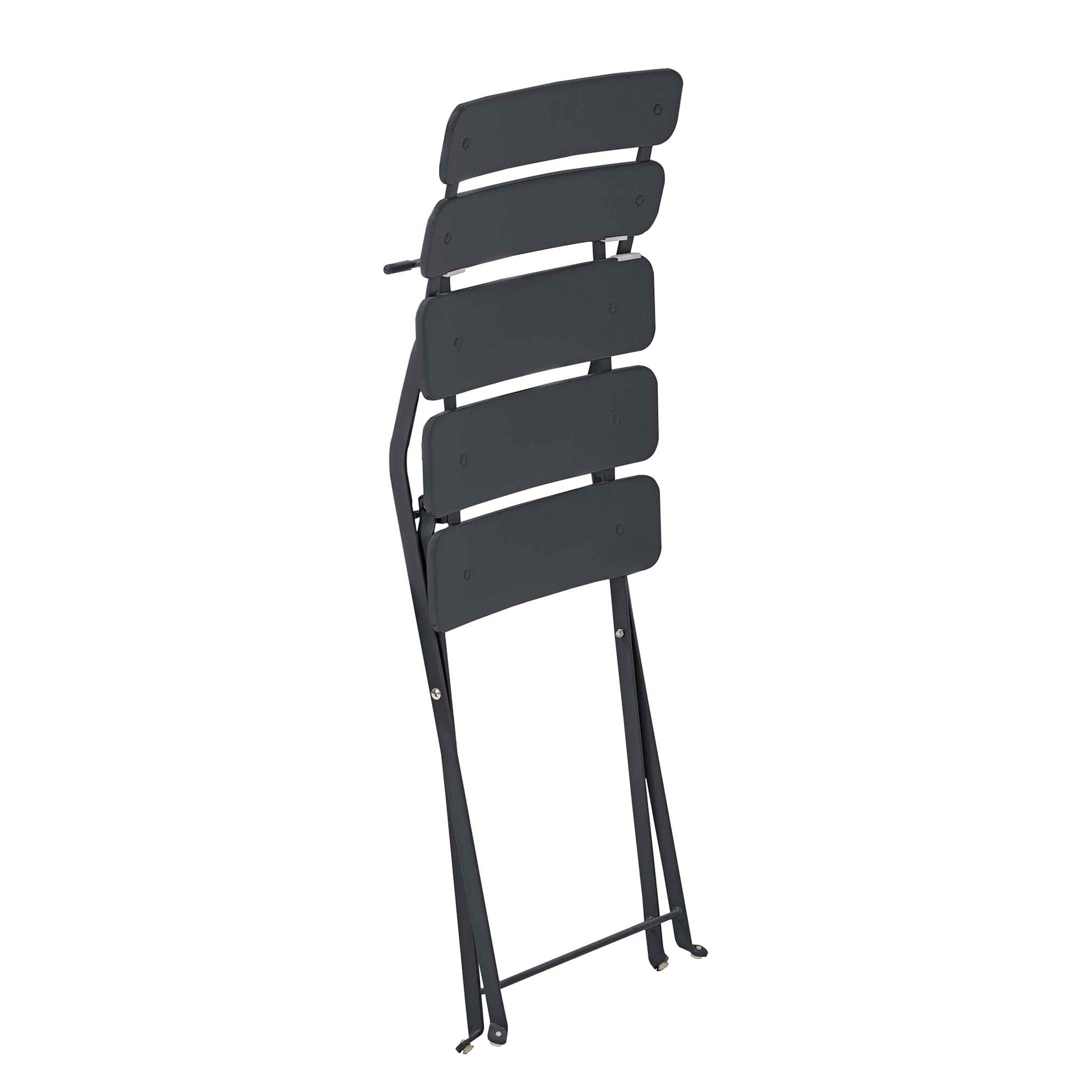 Oviala - Table de terrasse ronde pliante et 2 chaises pliantes anthracite Annecy - Oviala - Imagen 5