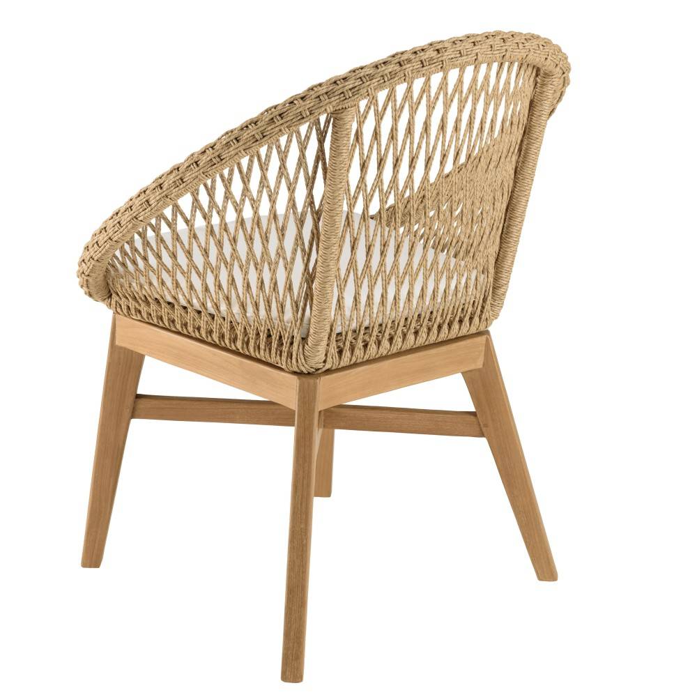 Macabane - VALERIA - Lot de 2 fauteuils jardin arrondi en bois teck rotin - Imagen 5