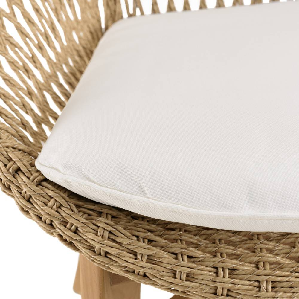 Macabane - VALERIA - Lot de 2 fauteuils jardin arrondi en bois teck rotin - Imagen 4