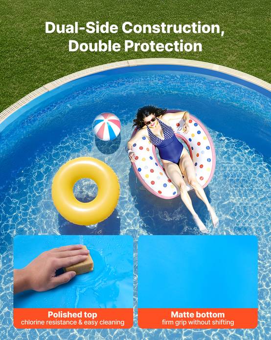 VEVOR Liner Piscine Hors-Sol Film Intérieur de Piscine Ovale 360x623x120 cm Bleu - Image 5