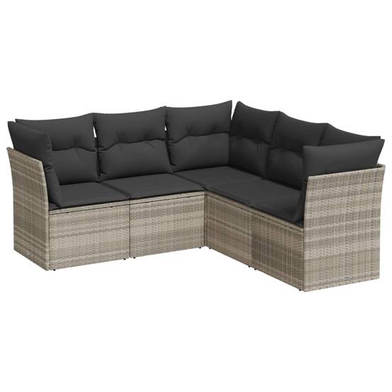 Salon de jardin d'angle 5 places en résine tressée avec rangement et coussins épais Gris – ComfortXL Outdoor Living - Image 2