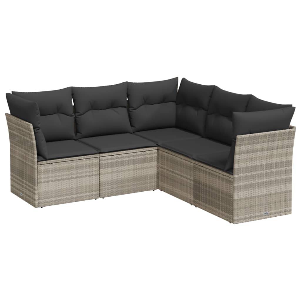 Salon de jardin d'angle 5 places en résine tressée avec rangement et coussins épais Gris – ComfortXL Outdoor Living - Image 2