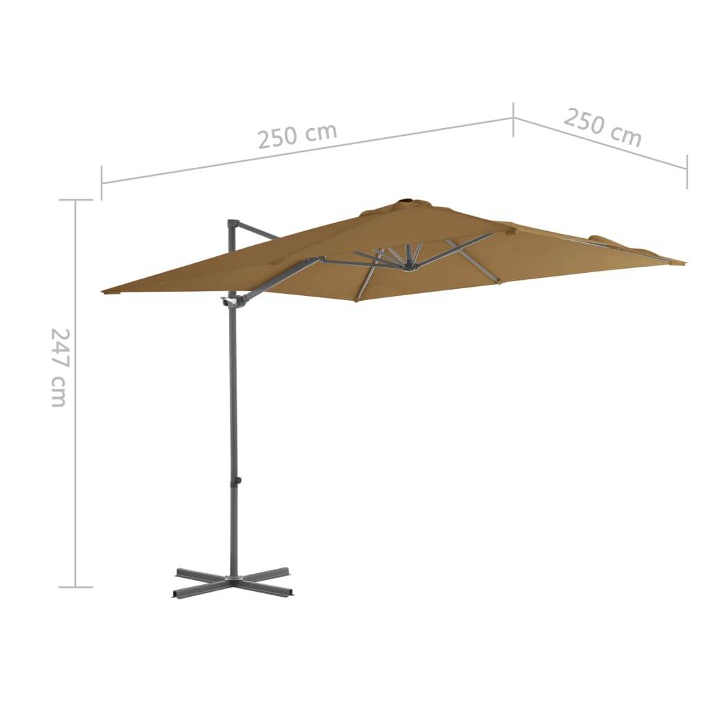 Helloshop26 - Parasol meuble de jardin en porte-à-faux avec mât en acier taupe 250 x 250 cm - Imagen 8