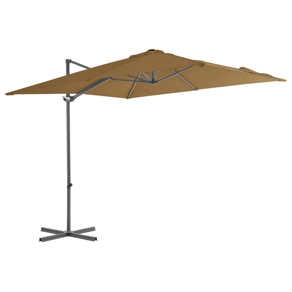 Helloshop26 - Parasol meuble de jardin en porte-à-faux avec mât en acier taupe 250 x 250 cm - Imagen 1