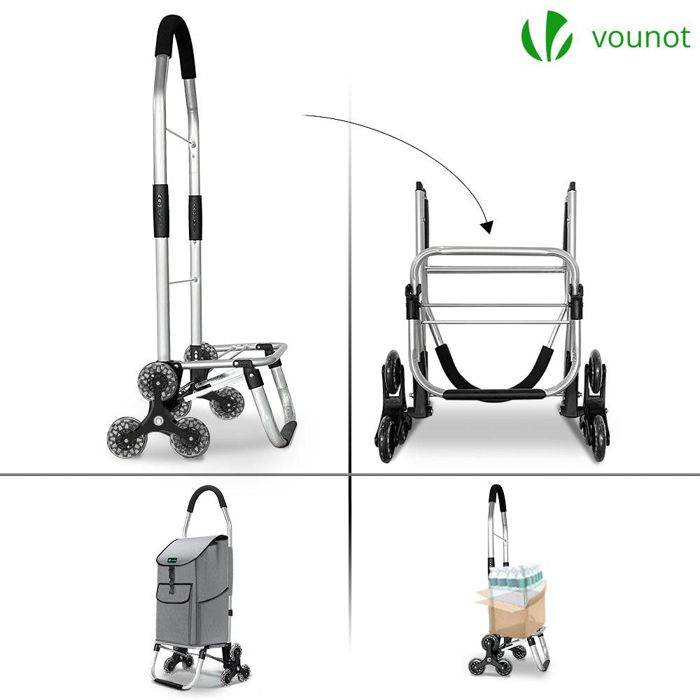 Chariot de courses pliable monte escalier aluminium gris - Image 3