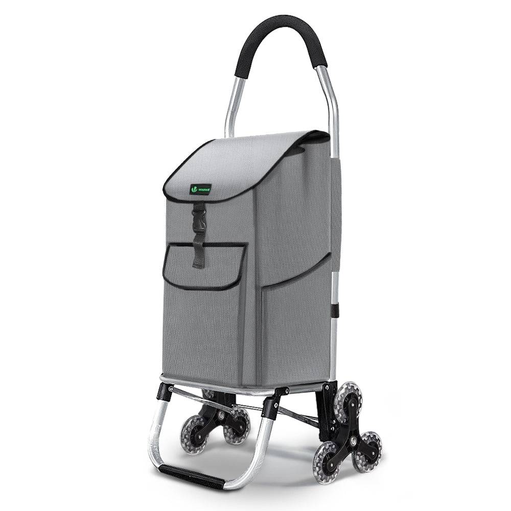 Chariot de courses pliable monte escalier aluminium gris