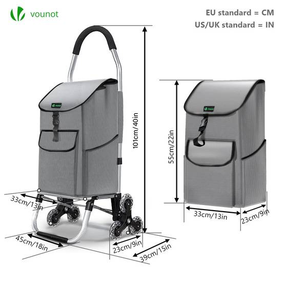 Chariot de courses pliable monte escalier aluminium gris - Image 6