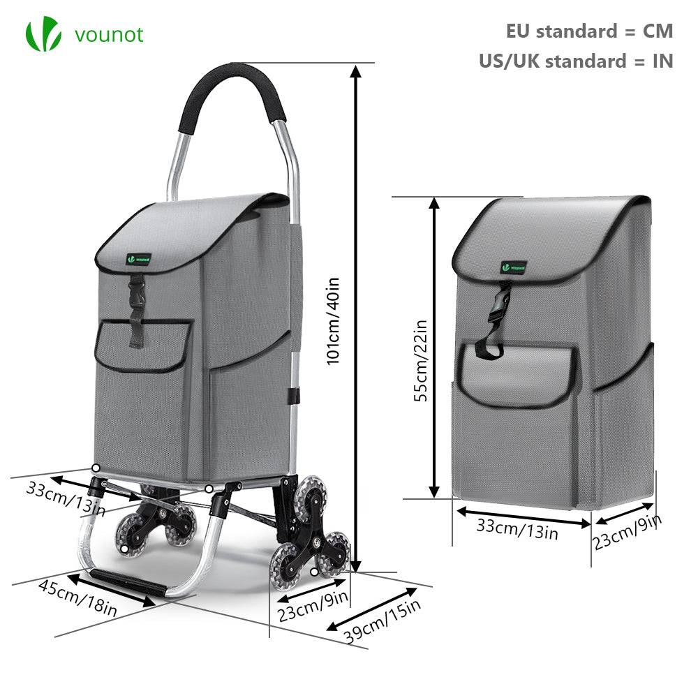 Chariot de courses pliable monte escalier aluminium gris - Image 6
