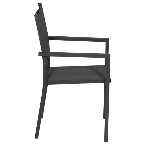 Lot de 6 chaises en aluminium anthracite - textilène gris - HAPPY GARDEN - Image 5