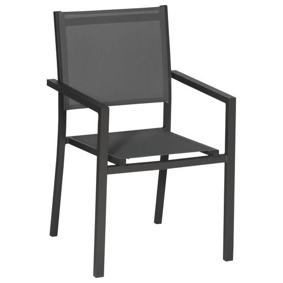 Lot de 6 chaises en aluminium anthracite - textilène gris - HAPPY GARDEN - Image 3