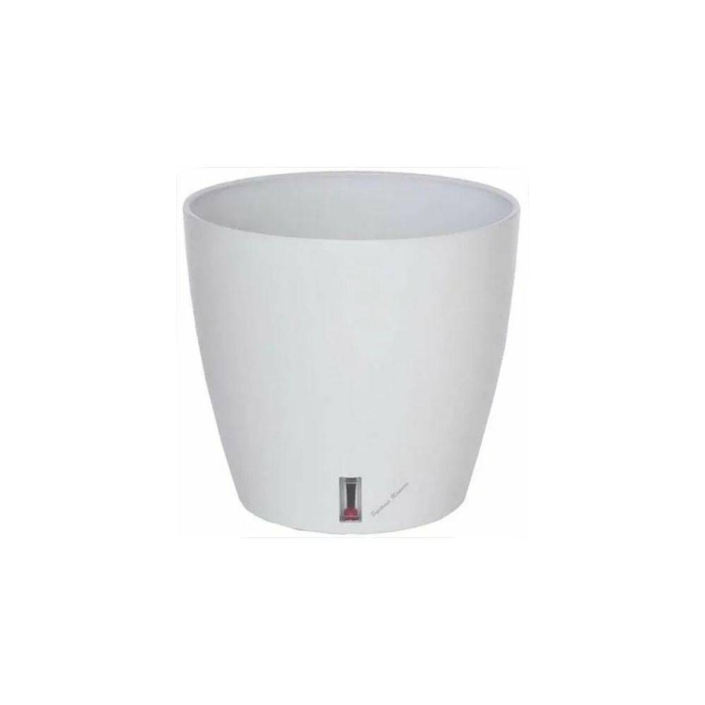 Riviera - Pot en plastique rond avec réserve d'eau 25.5 cm Eva Blanc - Imagen 2