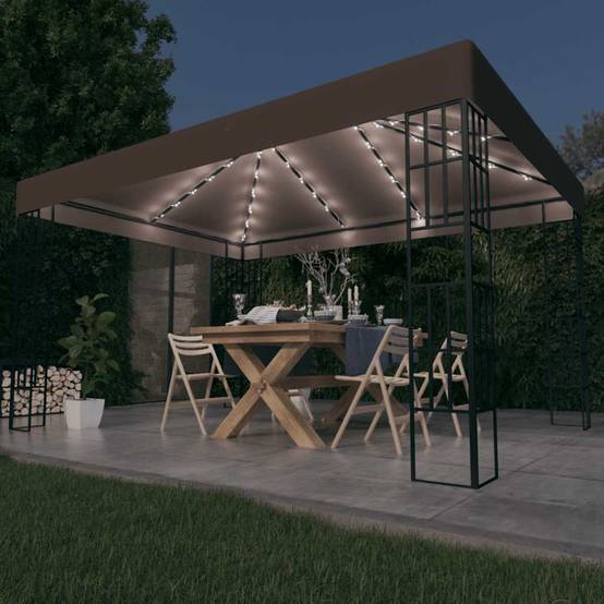 ComfortXL - Pergola de Jardin avec Éclairage LED Solaire 4x3m Taupe - ComfortXL Outdoor Living - Image 1