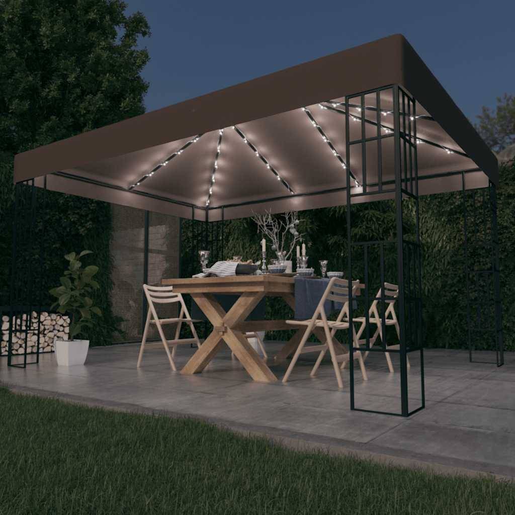 ComfortXL - Pergola de Jardin avec Éclairage LED Solaire 4x3m Taupe - ComfortXL Outdoor Living - Image 1