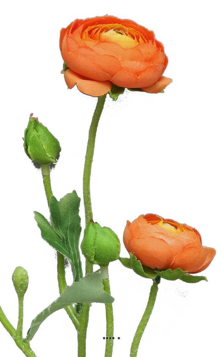 Artificielles - Renoncule factice en tige 2 ramures & 3 belles têtes H48cm Orange-BEST - couleur: Orange - Imagen 3