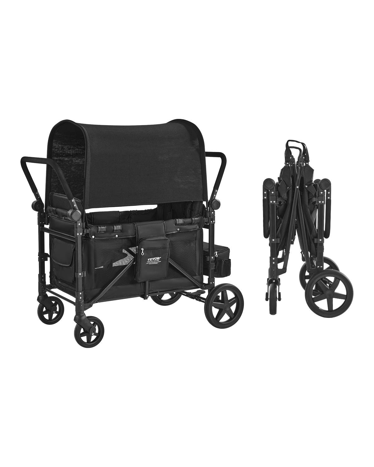 Vevor - VEVOR Poussette chariot pour 4 enfants, pliable, charge 150 kg. Harnais 5 points, auvent amovible. - Image 1