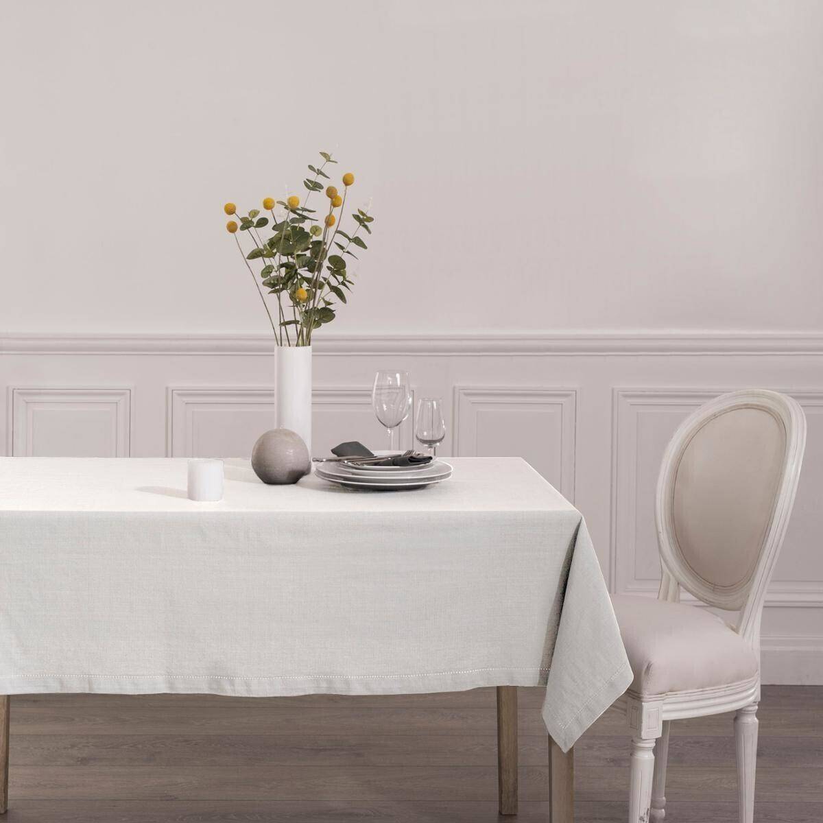 Atmosphera - Nappe "Jane" coton chambray blanc 140x240cm - Atmosphera Créateur d'intérieur - Image 1