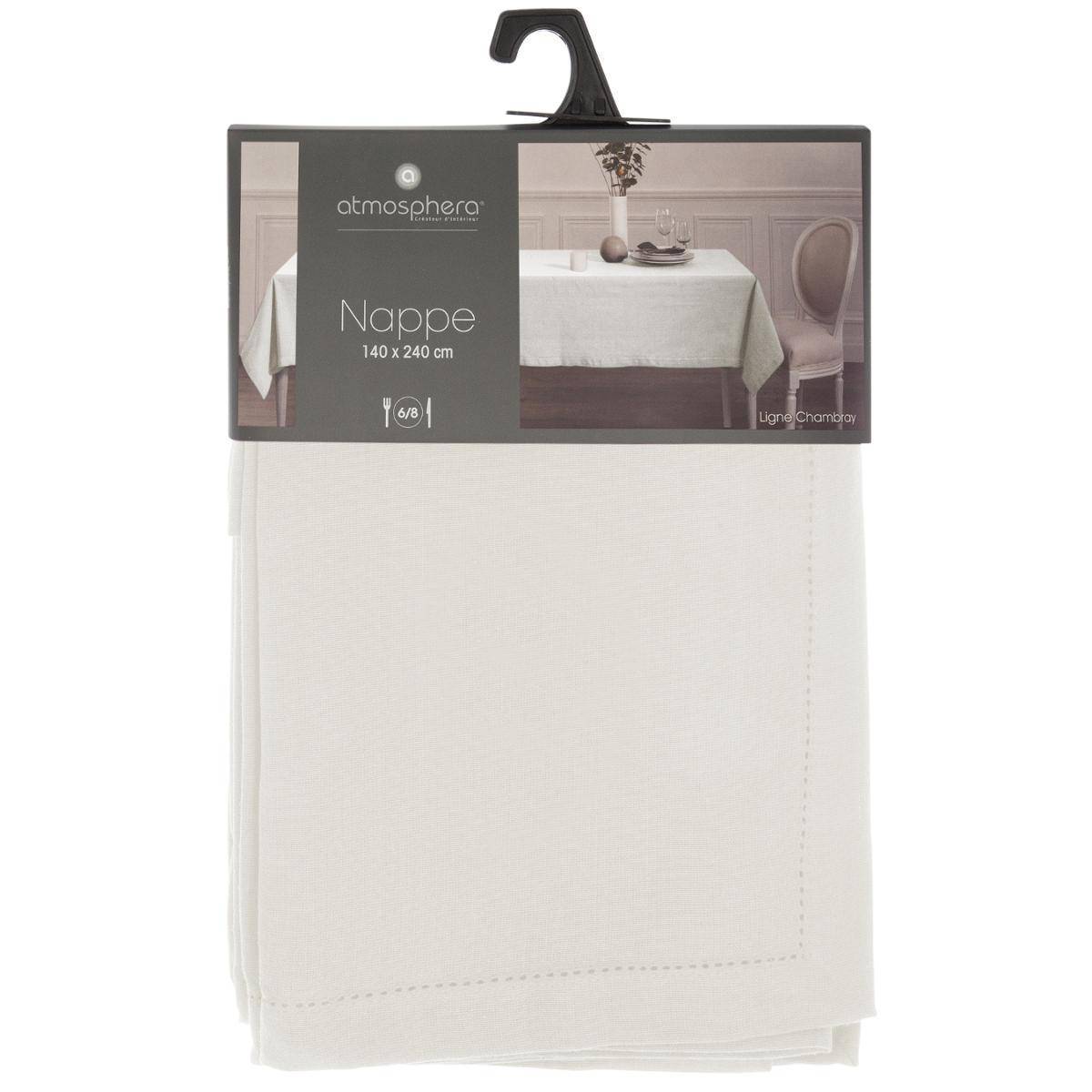 Atmosphera - Nappe "Jane" coton chambray blanc 140x240cm - Atmosphera Créateur d'intérieur - Image 3