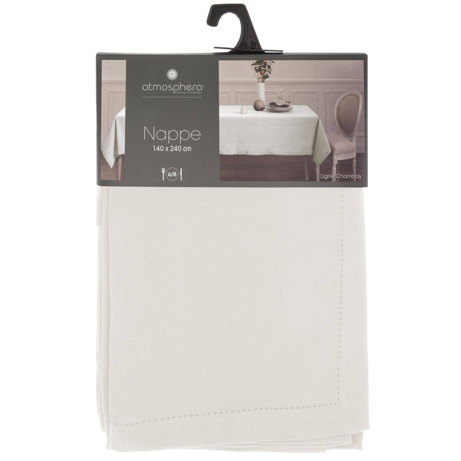 Nappe en coton Chambray Blanc 140 x 240 cm - Image 4