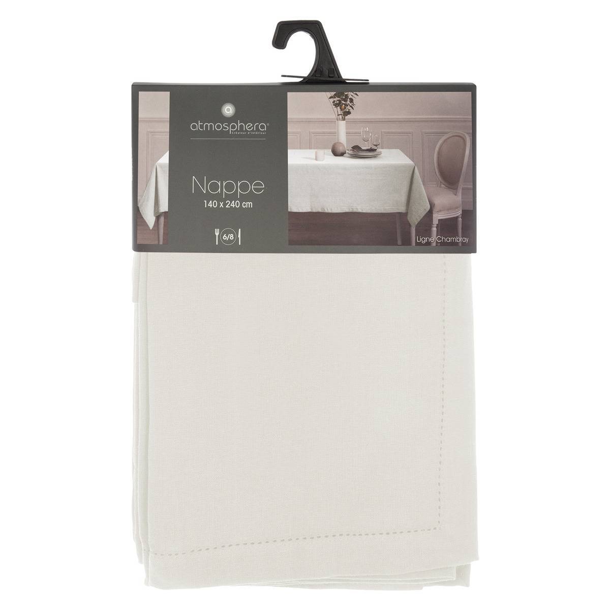 Atmosphera - Nappe "Jane" coton chambray blanc 140x240cm - Atmosphera Créateur d'intérieur - Image 5