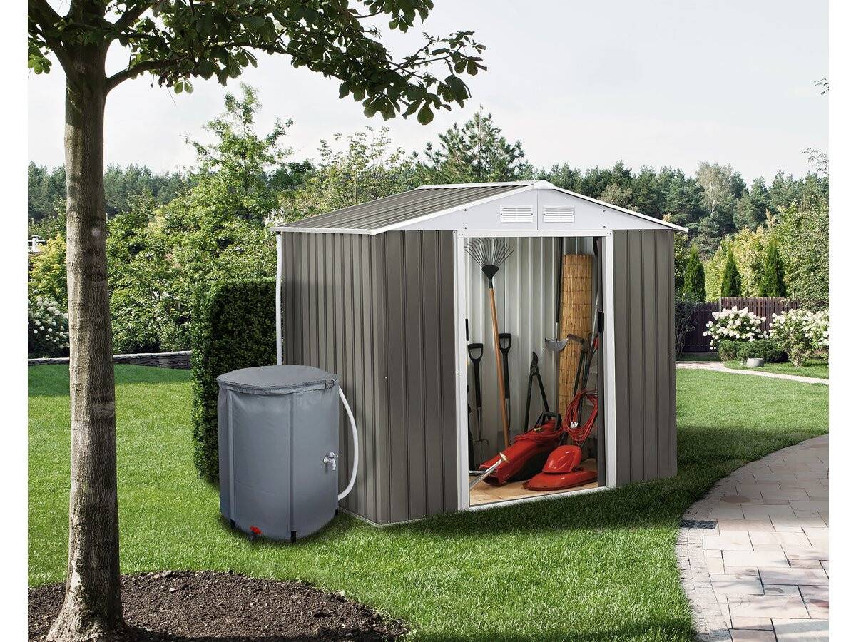 Habitat Et Jardin - Abri Jardin Métal "dallas" - 5,29 M² Avec Gouttière Et Récupérateur D'eau - Taupe -habitat Et Jardin - Imagen 2