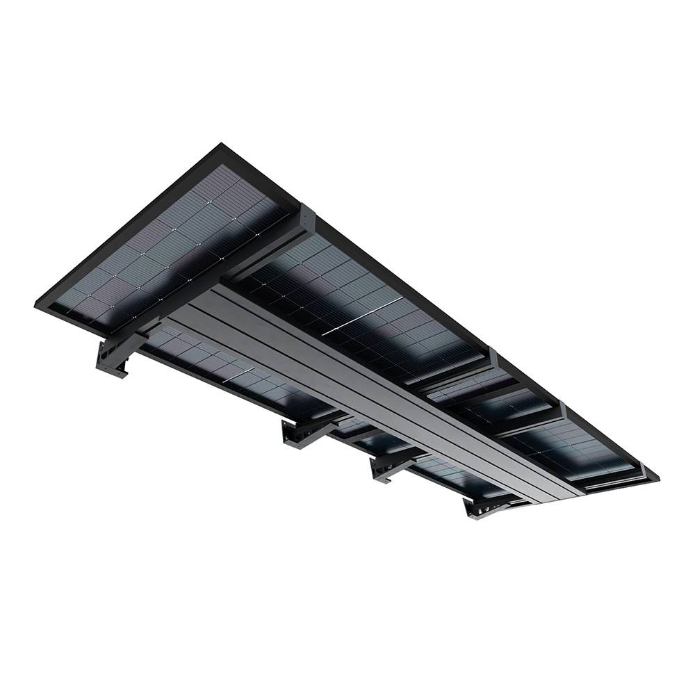Intersun - Auvent solaire photovoltaïque TOPAZE indépendant 2 panneaux (Gris anthracite RAL 7016) - Imagen 2