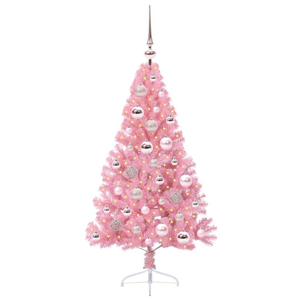 Vidaxl - Sapin de Noël artificiel pré-éclairé Rose 120 cm PVC vidaXL 3397052 - Image 4