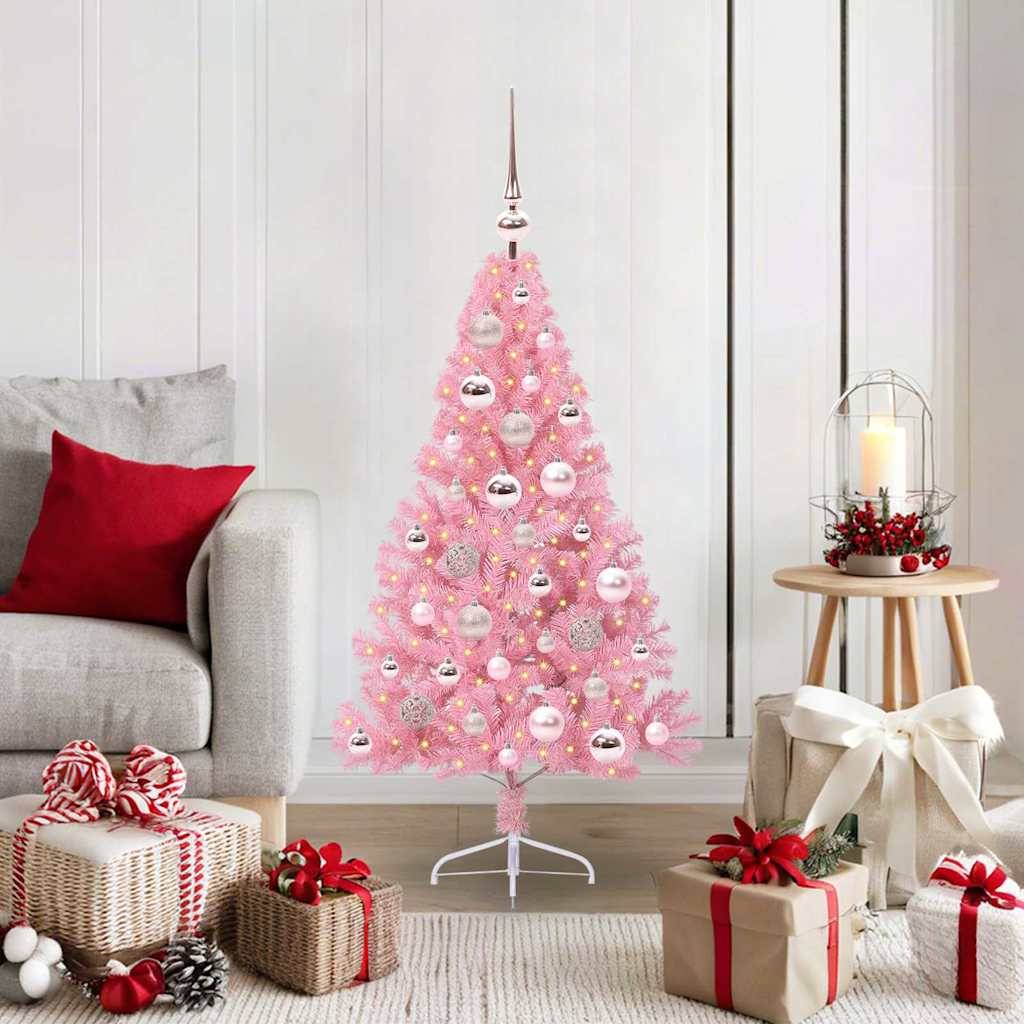 Vidaxl - Sapin de Noël artificiel pré-éclairé Rose 120 cm PVC vidaXL 3397052 - Image 1