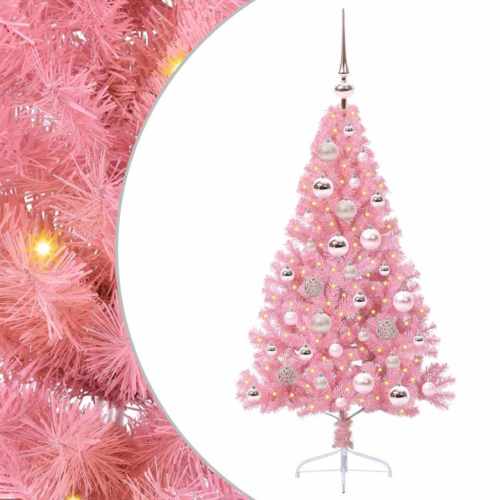 Vidaxl - Sapin de Noël artificiel pré-éclairé Rose 120 cm PVC vidaXL 3397052 - Image 2