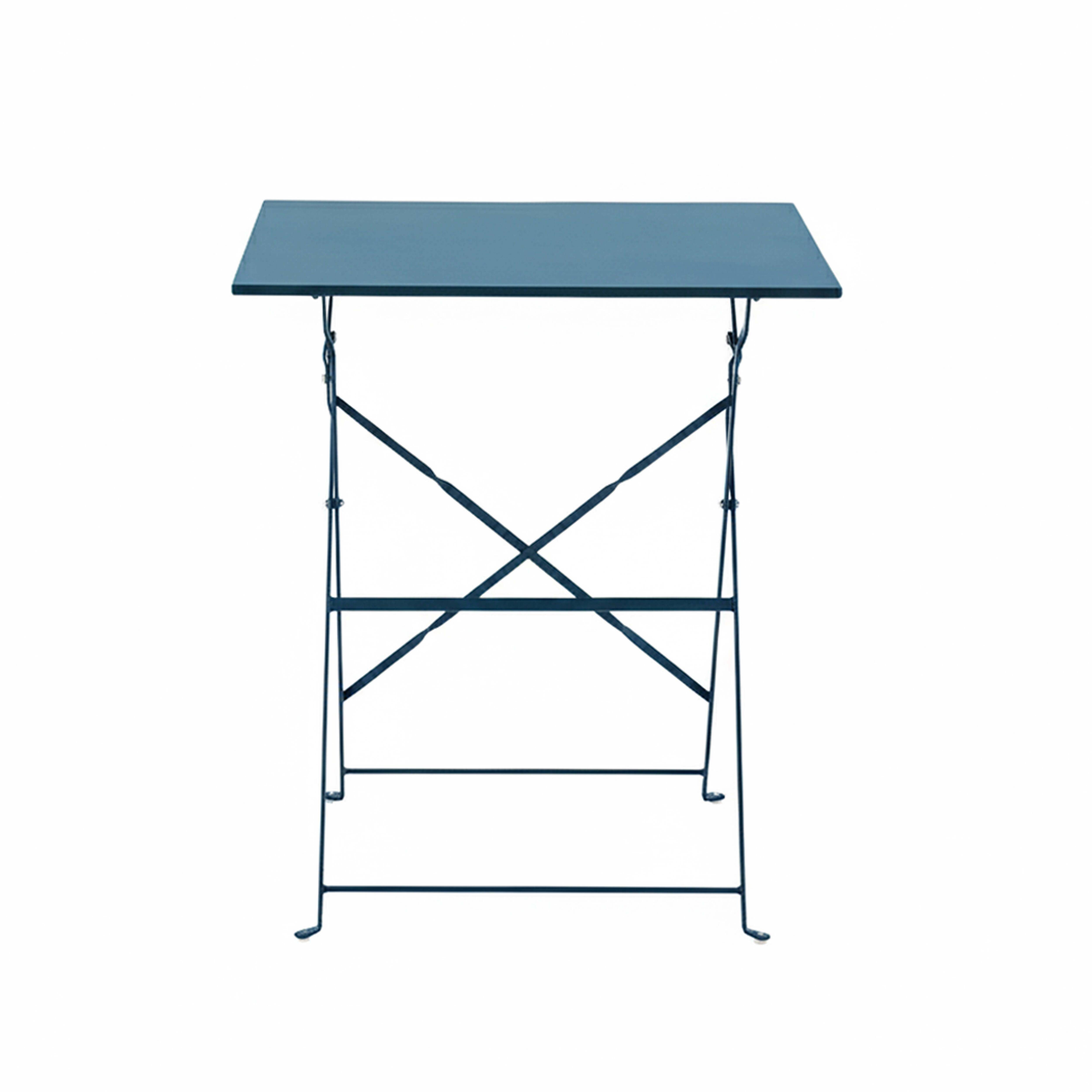 Oviala - Table de jardin pliante bistrot en acier 60 cm bleu pacific Rome - Oviala - Imagen 3