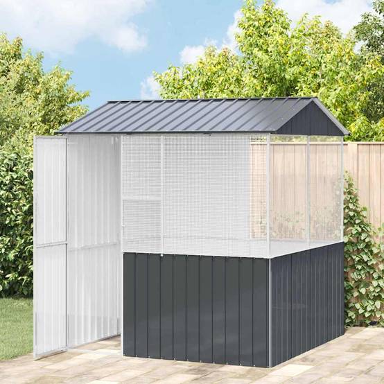 Volière Carrée Acier Galvanisé Solide 215x209cm Anthracite - ComfortXL Outdoor Living - Image 3