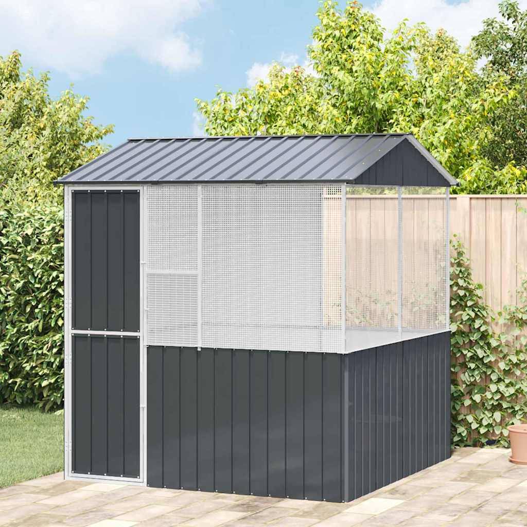 Volière Carrée Acier Galvanisé Solide 215x209cm Anthracite - ComfortXL Outdoor Living - Image 1