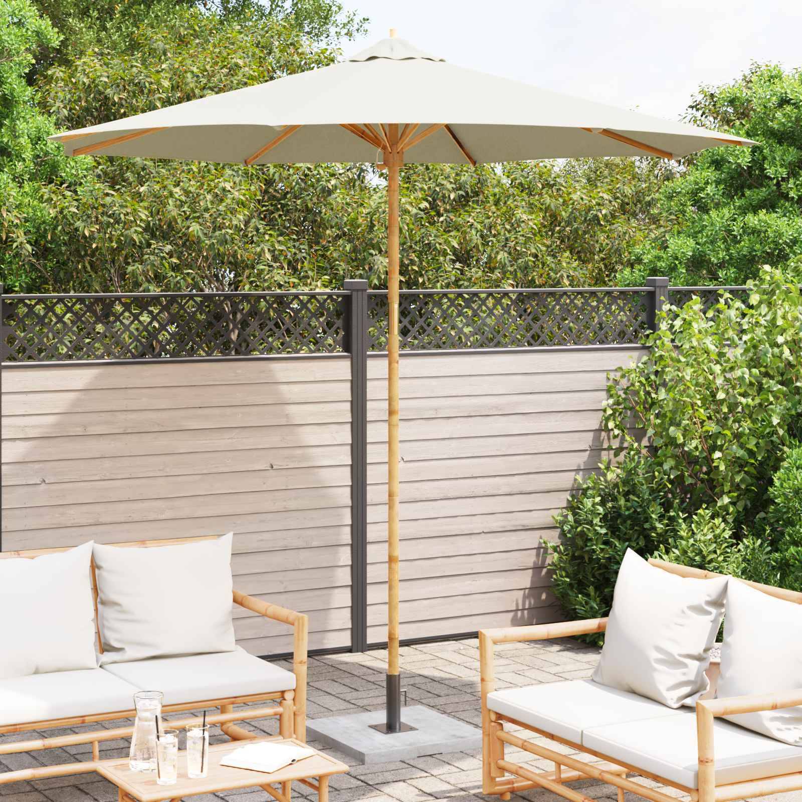 PANGIVO - Parasol de jardin Bambou Blanc crème 270 x 270 x 260 cm - PANGIVO - Image 3