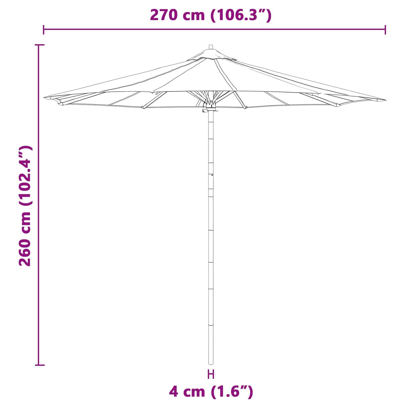 PANGIVO - Parasol de jardin Bambou Blanc crème 270 x 270 x 260 cm - PANGIVO - Image 8