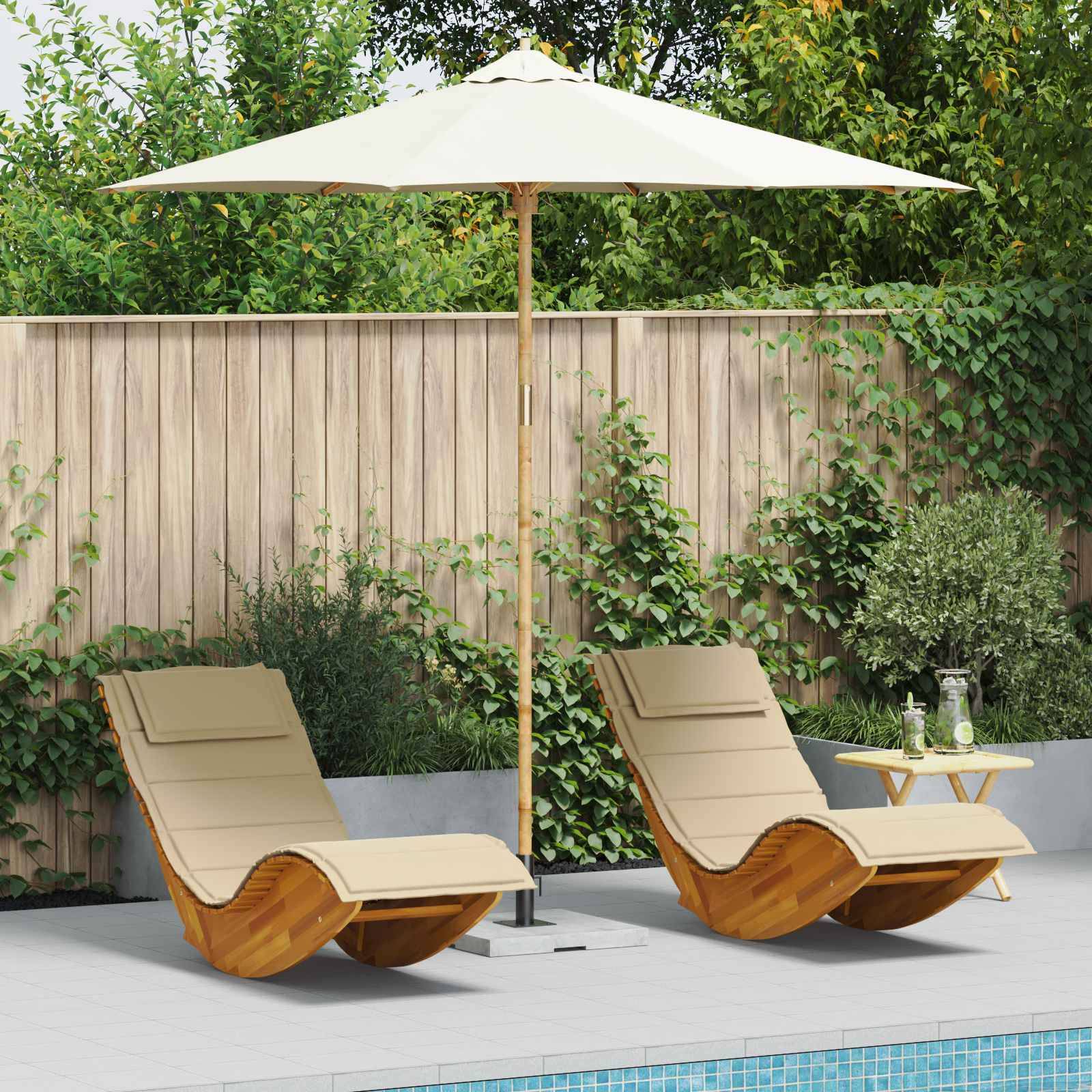 PANGIVO - Parasol de jardin Bambou Blanc crème 270 x 270 x 260 cm - PANGIVO