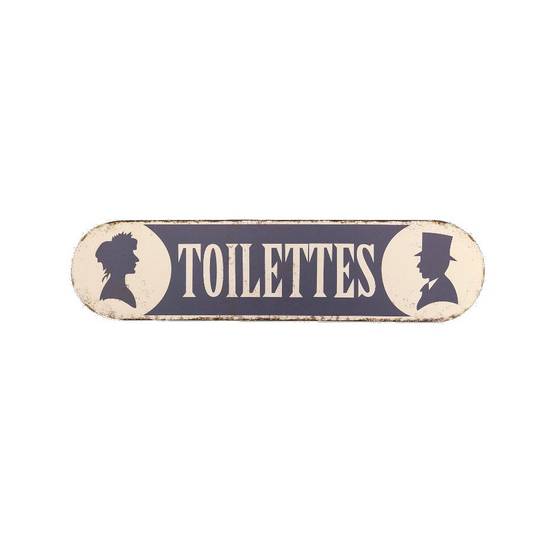 Plaque de porte décorative vintage de toilettes fer bleu 51x13cm Chemin de campagne - Imagen 1