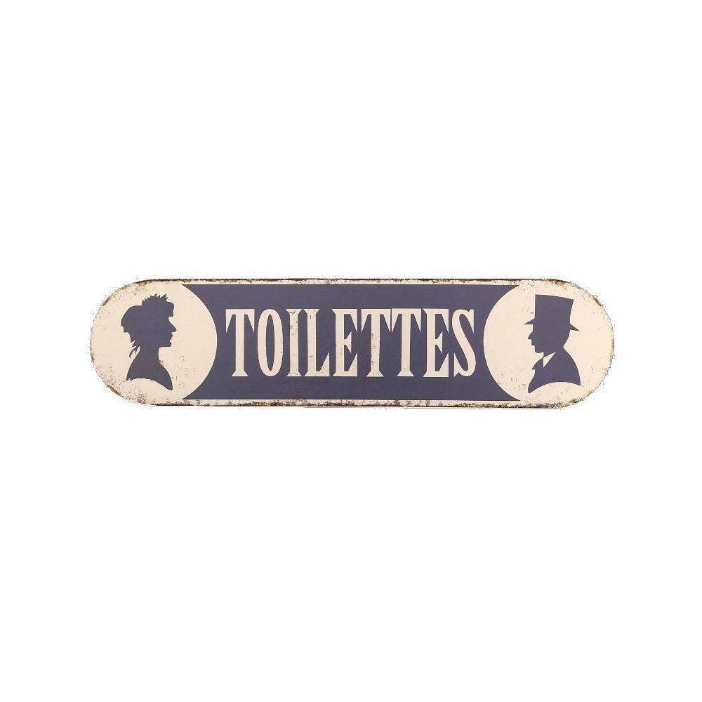 Plaque de porte décorative vintage de toilettes fer bleu 51x13cm Chemin de campagne - Imagen 1