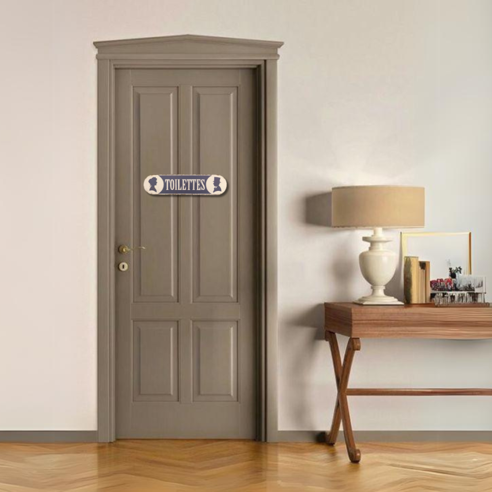 Plaque de porte décorative vintage de toilettes fer bleu 51x13cm Chemin de campagne - Imagen 2