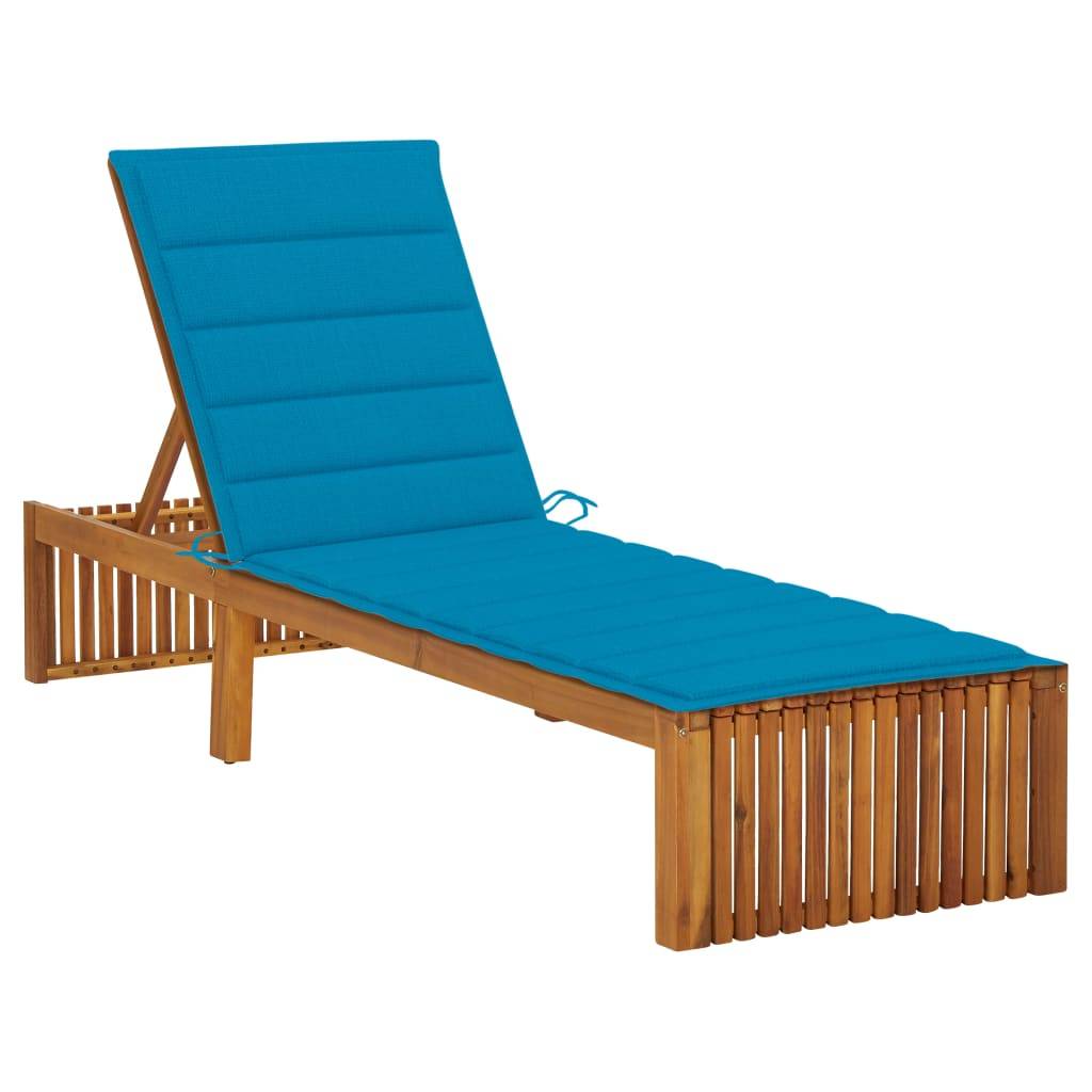 Helloshop26 - Transat chaise longue bain de soleil lit de jardin terrasse meuble d'extérieur avec coussin bois d'acacia solide - Imagen 1