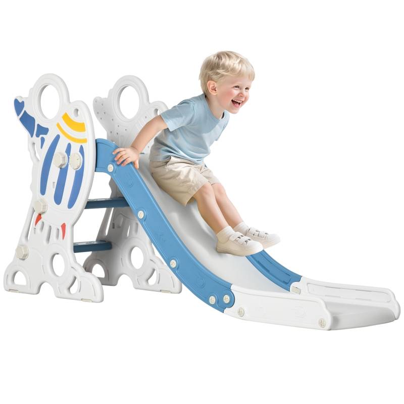 Toboggan enfant design fusée avec set d’autocollants, bleu, 1,5-3 ans, dimensions 157 x 46,5 x 80 cm - Image 7