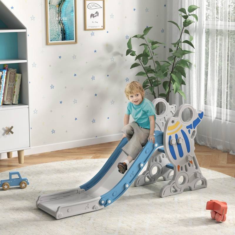 Toboggan enfant design fusée avec set d’autocollants, bleu, 1,5-3 ans, dimensions 157 x 46,5 x 80 cm - Image 2