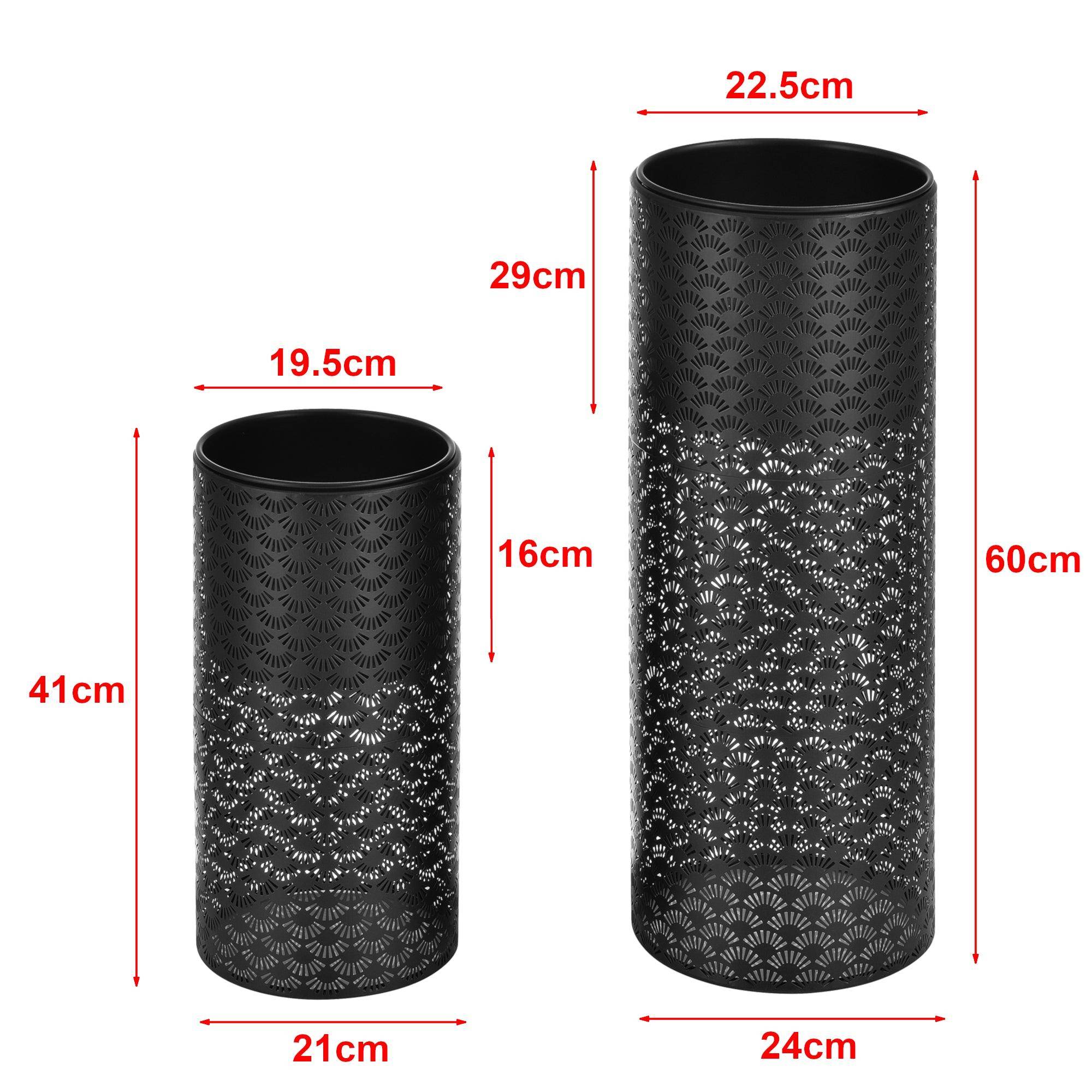 Ensemble de 2 supports de plantes lot pots de fleur set cache-pot ensemble bacs à fleurs vases métal tailles différentes noir - Image 2