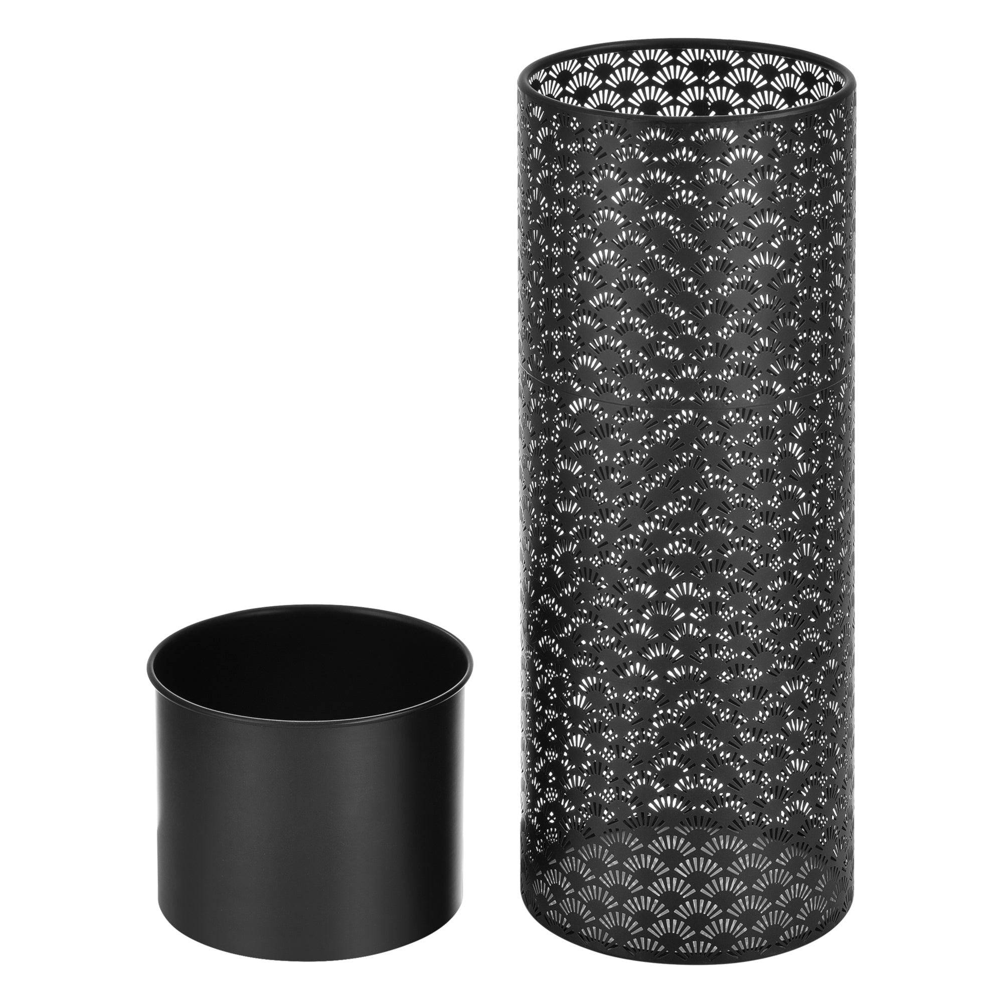 Ensemble de 2 supports de plantes lot pots de fleur set cache-pot ensemble bacs à fleurs vases métal tailles différentes noir - Image 1