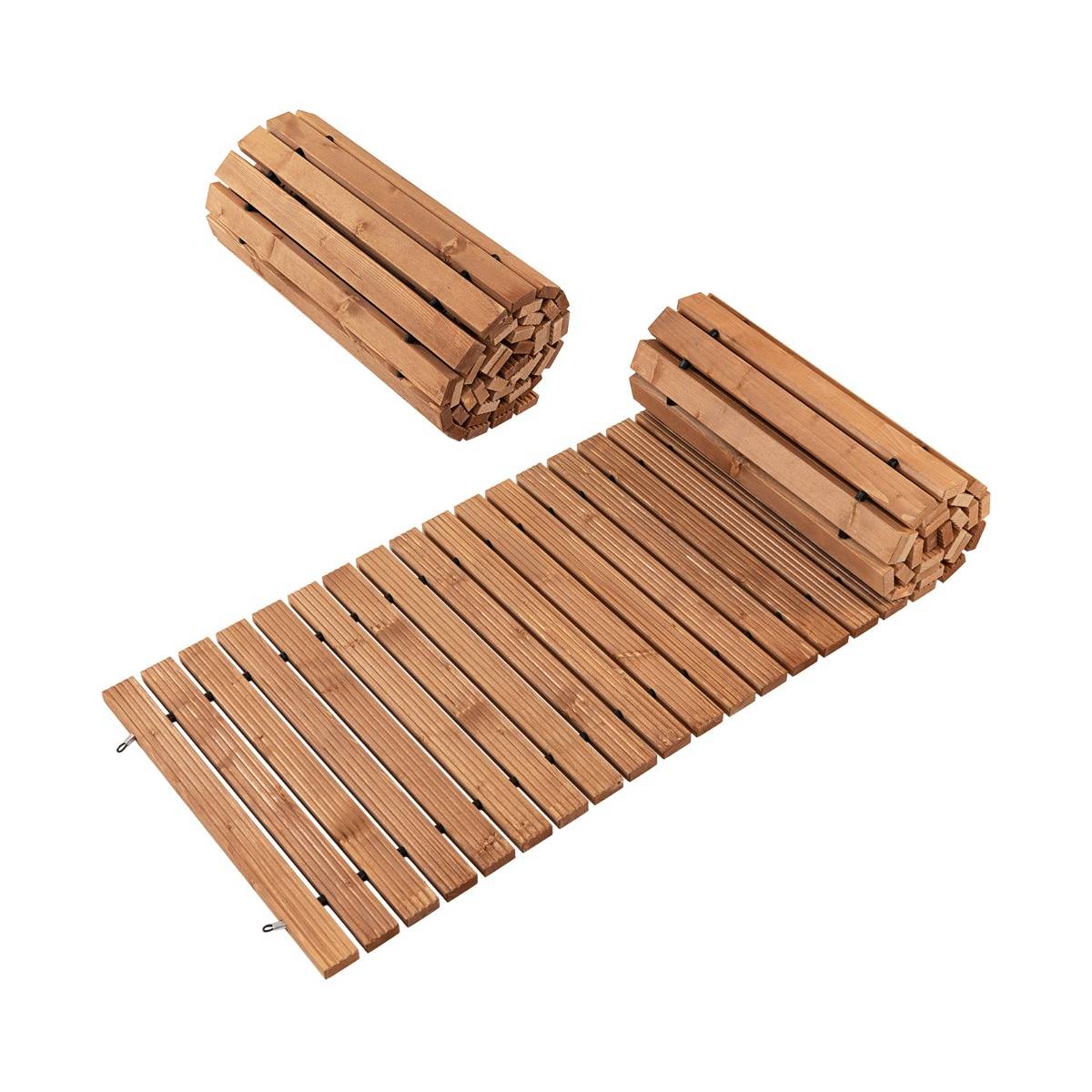 Allée de Jardin en Bois de 245 cm avec Fil d'Acier et Texture Antidérapante pour Jardin Cour Bord de Mer Naturel - Image 3