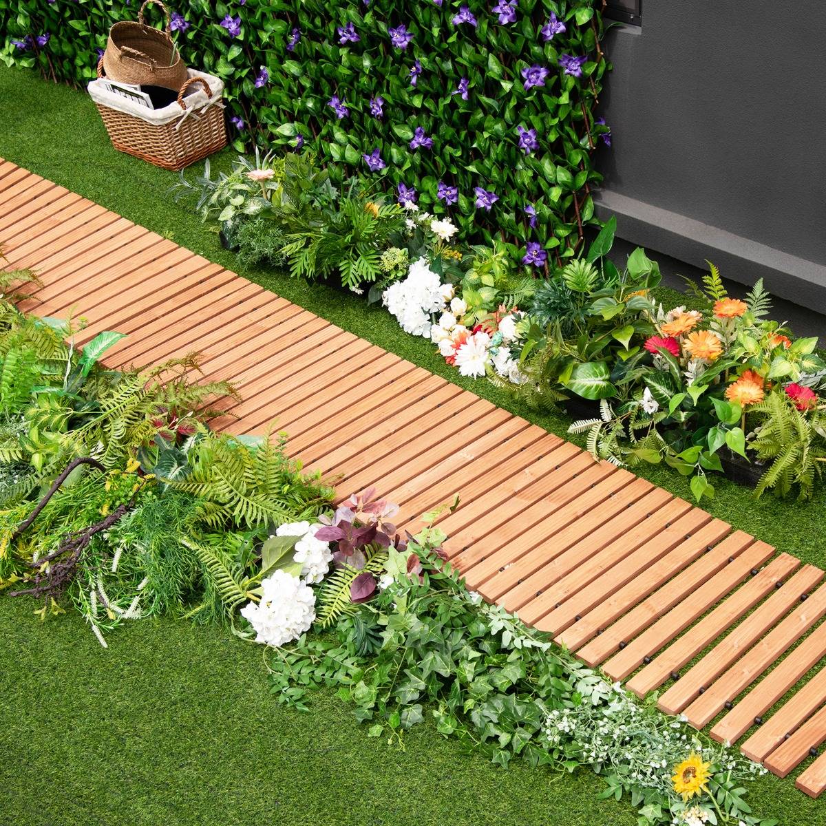 Allée de Jardin en Bois de 245 cm avec Fil d'Acier et Texture Antidérapante pour Jardin Cour Bord de Mer Naturel - Image 4