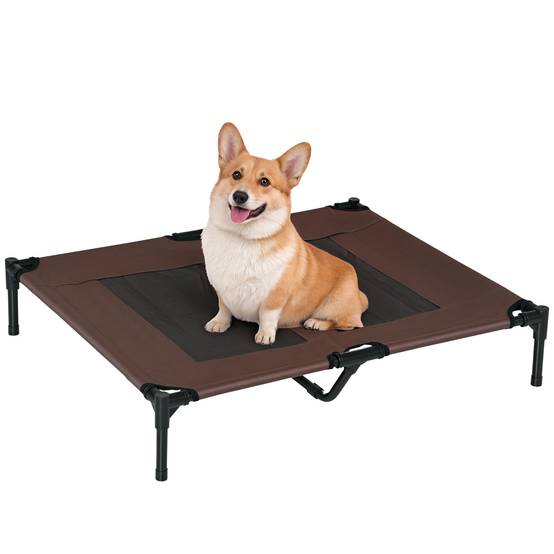 Lit surélevé rafraîchissant Tissu Oxford pour chien chat Couchage confort 92cm café - ComfortXL Outdoor Living - Image 1