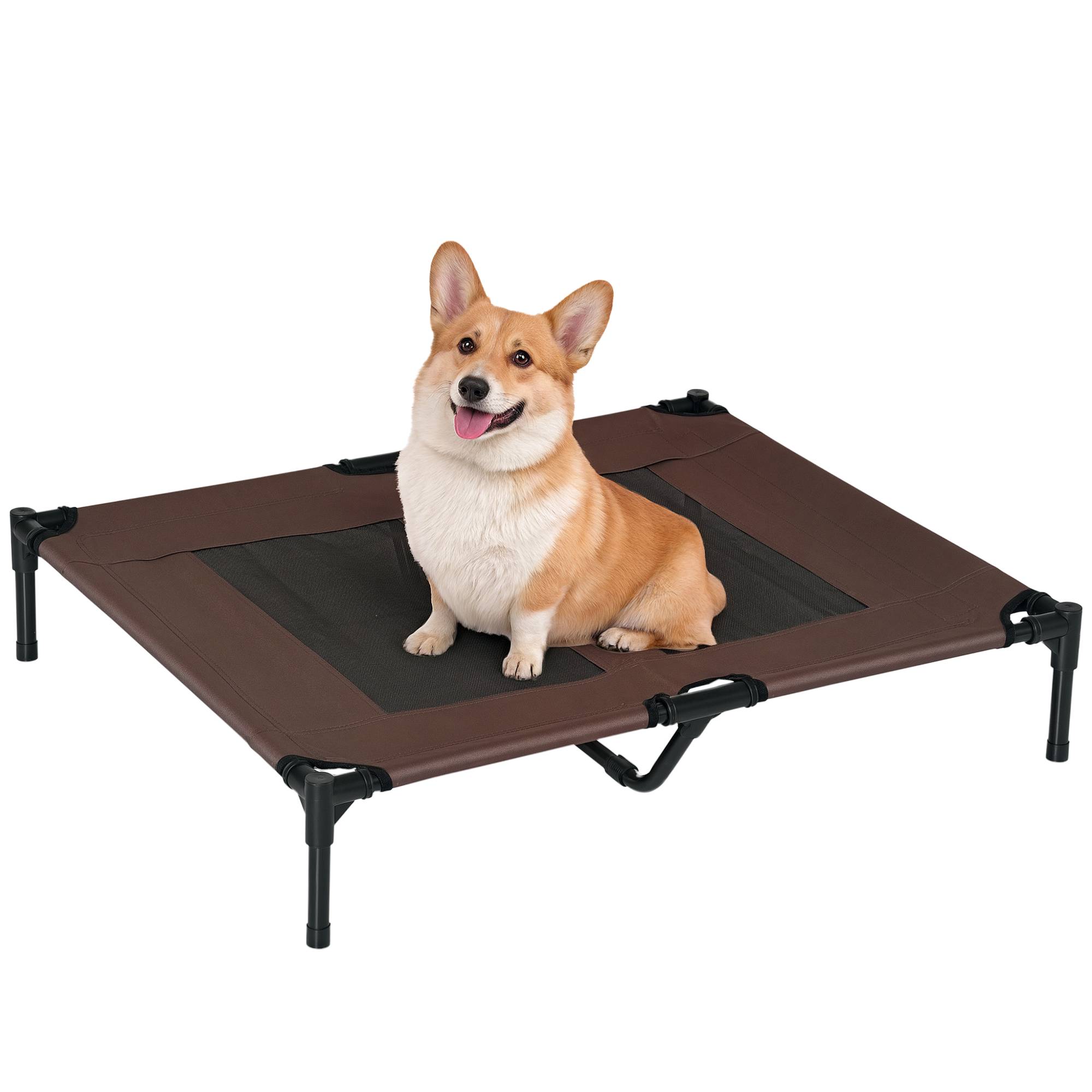 Lit surélevé rafraîchissant Tissu Oxford pour chien chat Couchage confort 92cm café - ComfortXL Outdoor Living - Image 1