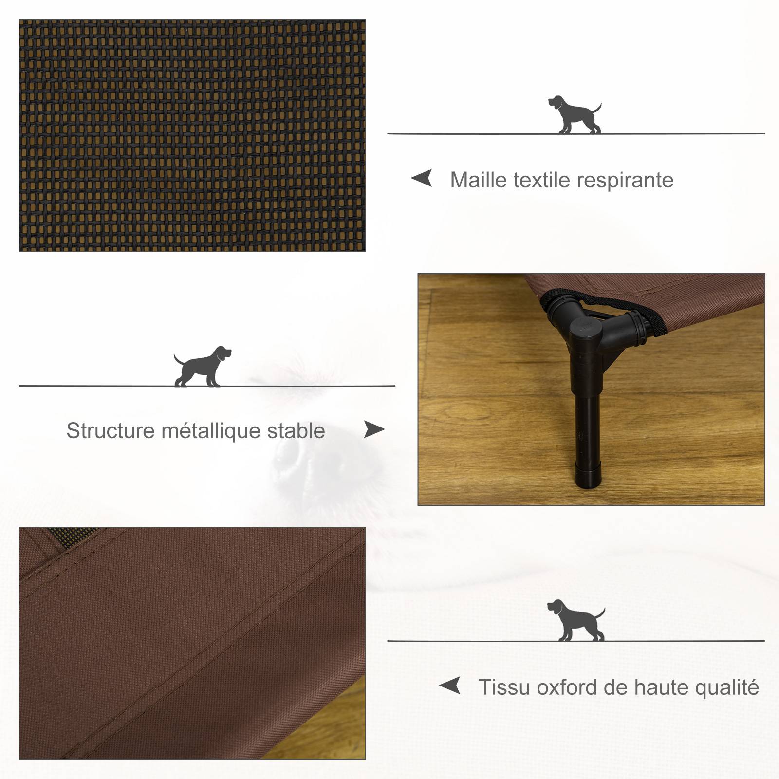 Lit surélevé rafraîchissant Tissu Oxford pour chien chat Couchage confort 92cm café - ComfortXL Outdoor Living - Image 8