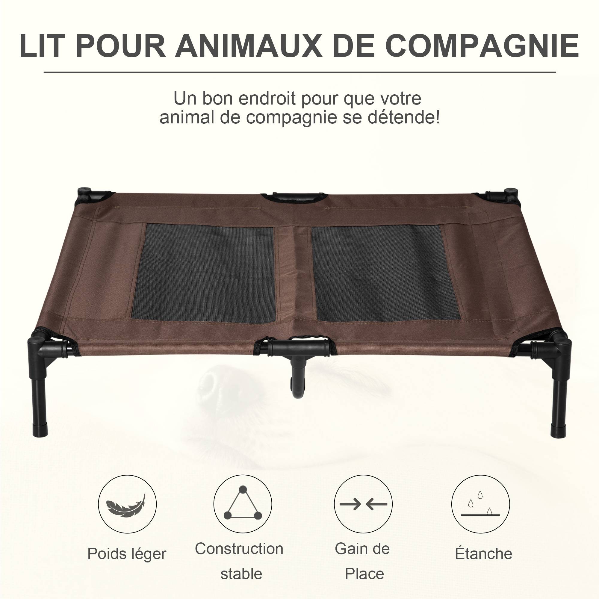 Lit surélevé rafraîchissant Tissu Oxford pour chien chat Couchage confort 92cm café - ComfortXL Outdoor Living - Image 10