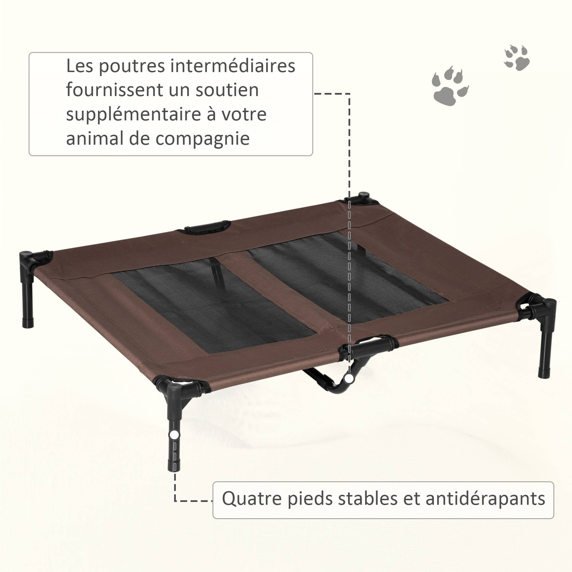 Lit surélevé rafraîchissant Tissu Oxford pour chien chat Couchage confort 92cm café - ComfortXL Outdoor Living - Image 9